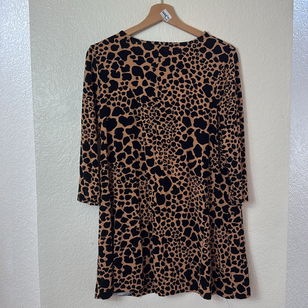 Jessica London Long Sleeves Mini Swing Leopard Print Women's Dress.